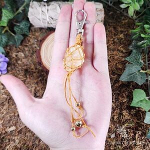 Raw Citrine Crystal Keychain #6